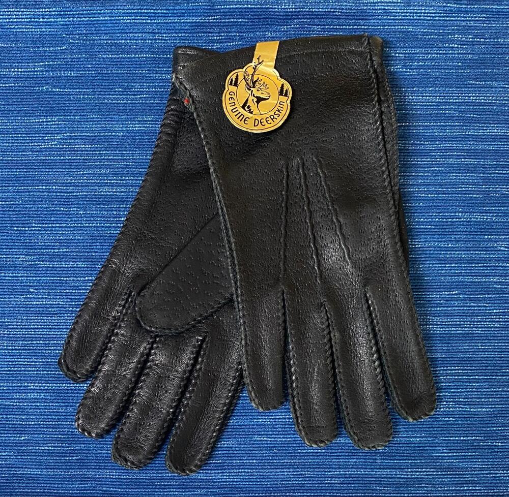 Vtg Cranbrook Deerskin Leather Black Gloves Women's Medium New W/ Tags USA 87B